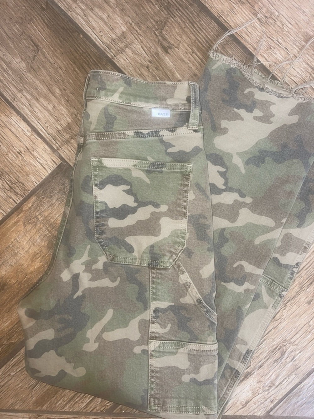 DAZE Camo Utility Pants cargo- Olive Green 25 - Picture 3 of 5